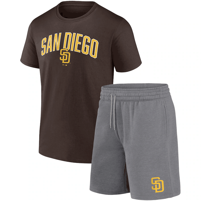 Men's San Diego Padres Brown/Heather Gray Arch T-Shirt & Shorts Combo Set